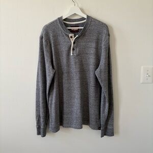 Alesbury Men’s Tall Long Sleeve Henley Gray Cotton Shirt